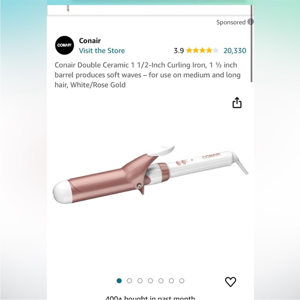 Conair Double Ceramic Curling Iron - White/Rose Gold